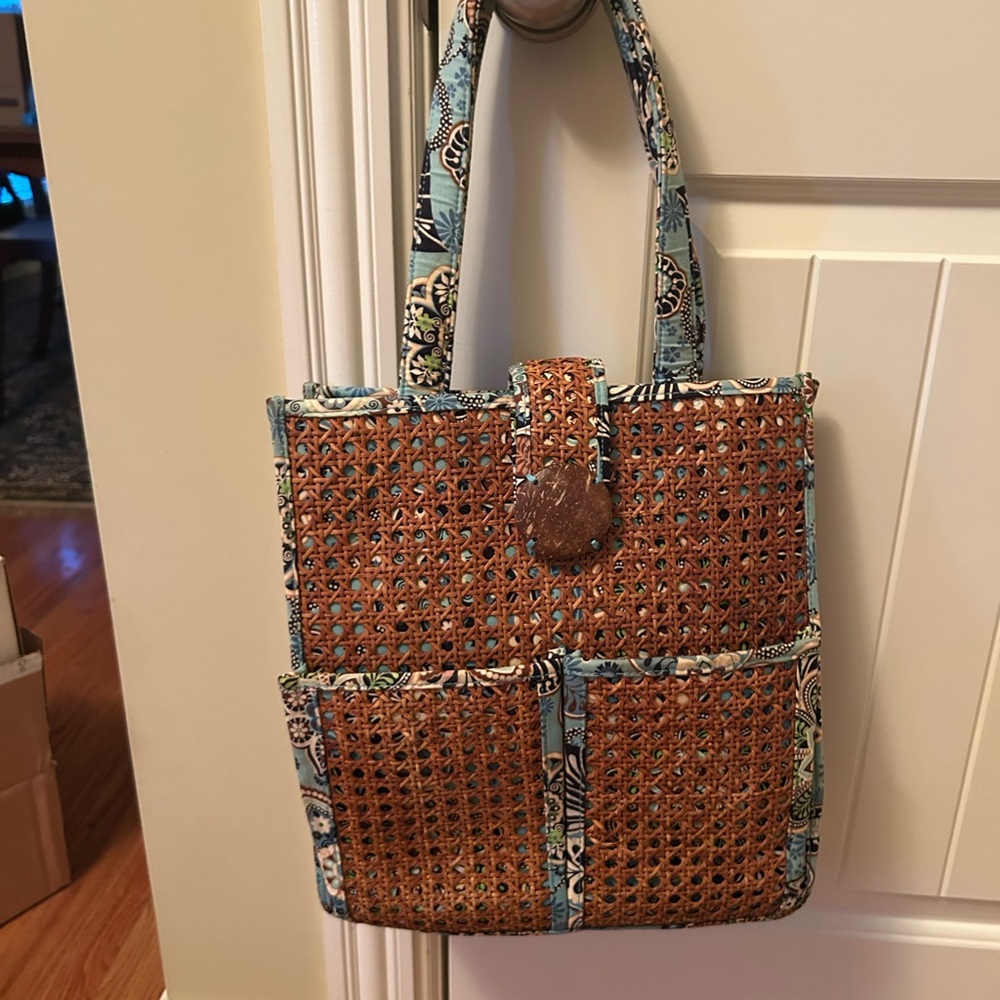 Vera Bradley Brown and Blue Woven Tote